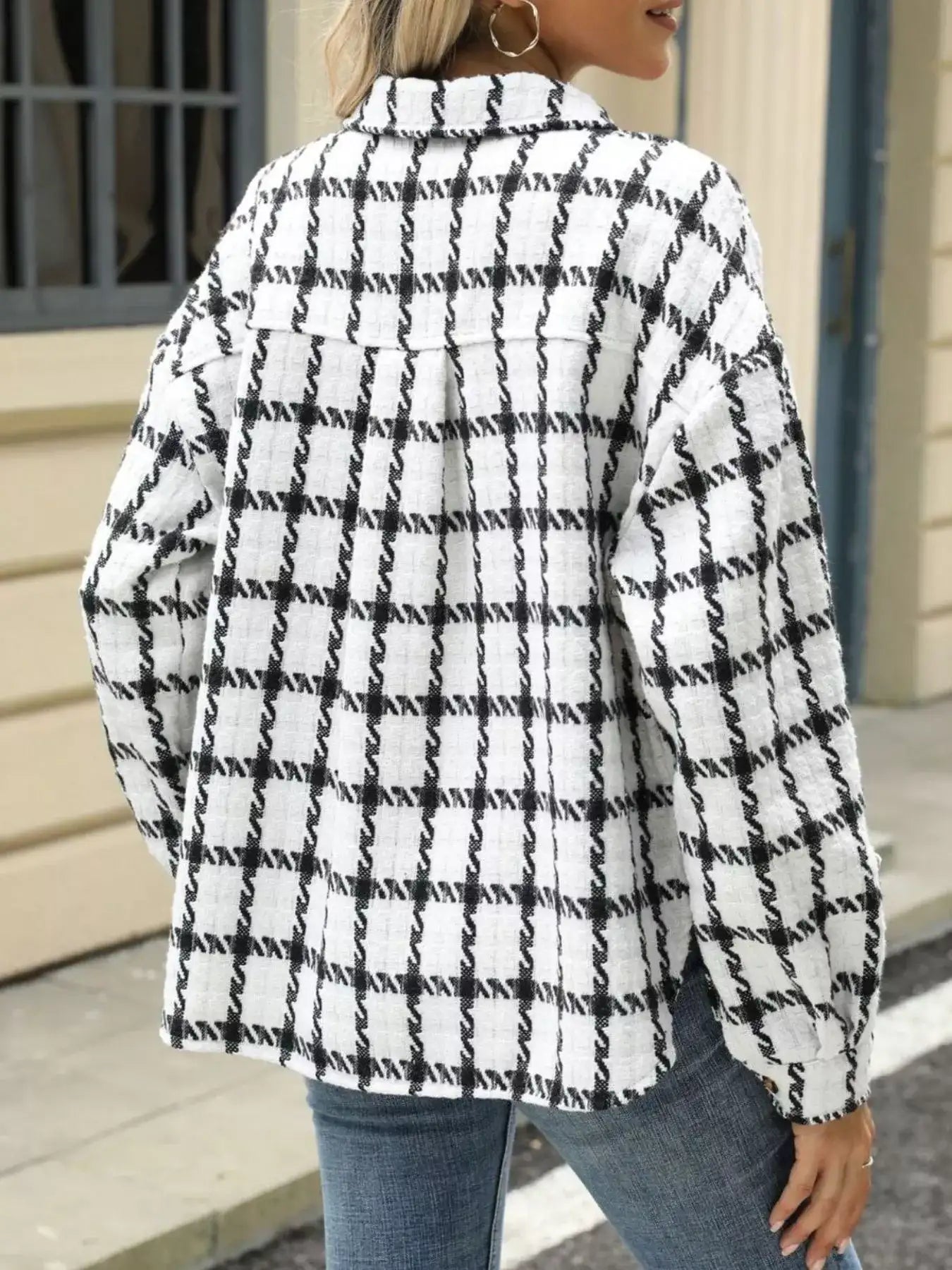 Plaid Button Up Long Sleeve Jacket - Bela Fils BoutiqueBela Fils Boutique
